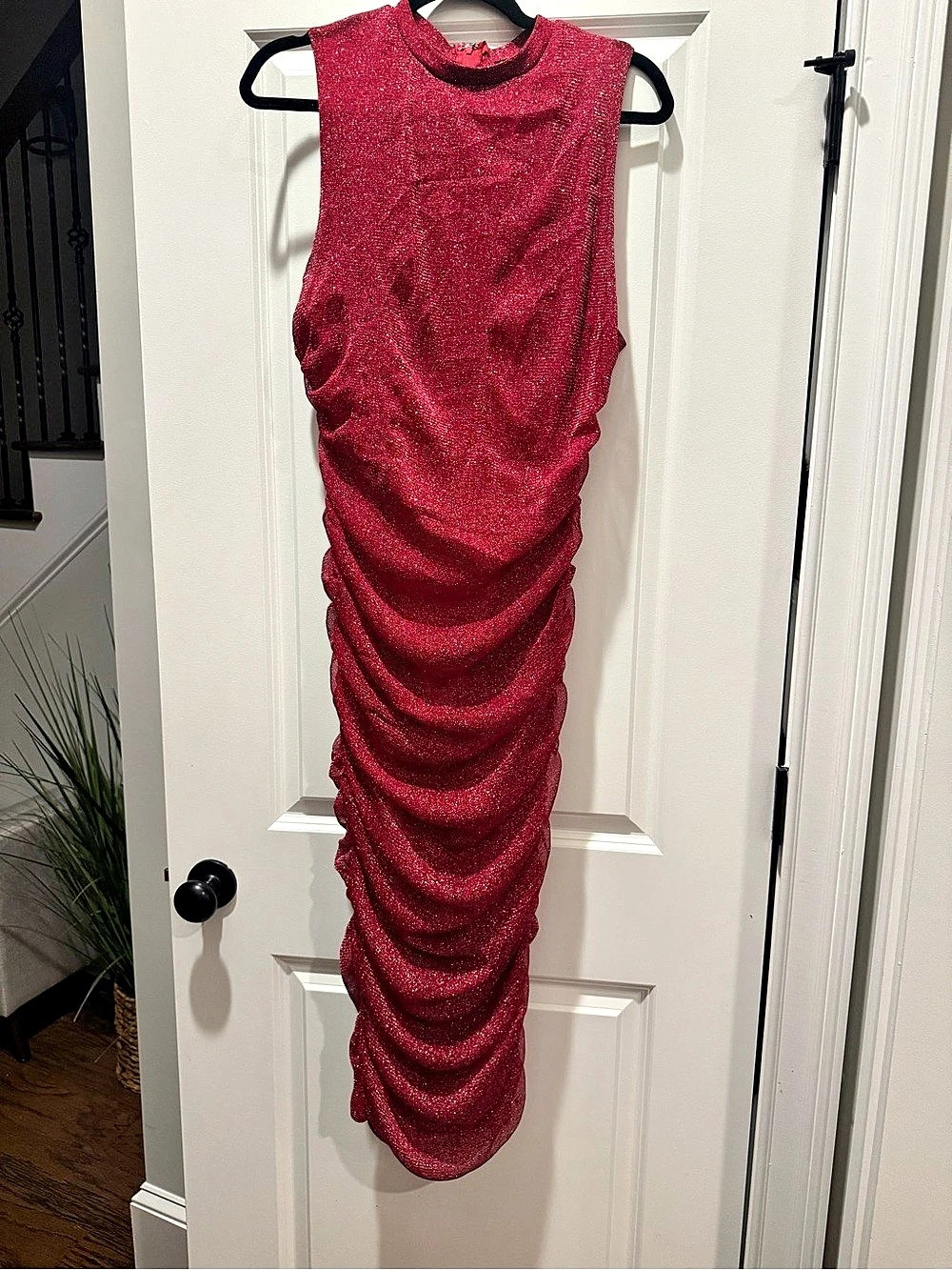 Fashion Nova Ruched Midi Dress in Red Size 2X - Picture 2 of 4